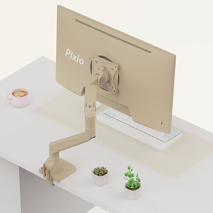 Pixio PS1S Wave Beige Single Monitor Arm Stand Desk Mount - Image 7