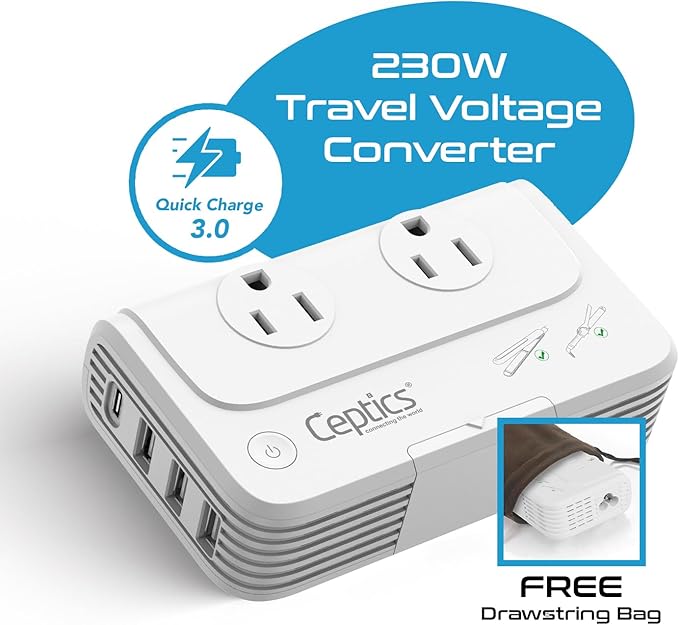 Ceptics 200 W Voltage Converter, Convert 220 V to 110V - Image 2