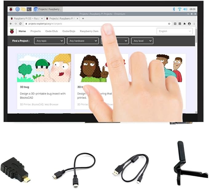Ingcool 7 inch HDMI LCD 1024x600 Resolution Capacitive Touch Screen IPS Display by Ingcool