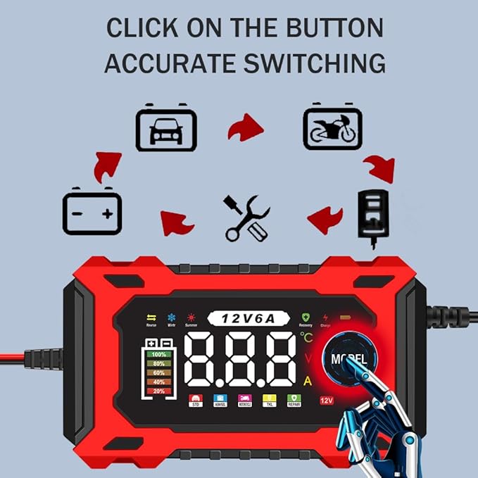 6-Amp 12V Smart Car Battery Charger, Battery Maintainer Trickle Charger - Image 4