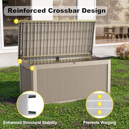 320 gallon waterproof outdoor storage box, uv resistant, side view