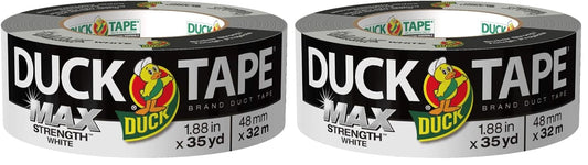 Duck Brand Max Strength Duct Tape - 1 Roll - Heavy Duty Hold - 1.88 Inch x 35 Yards - White (240866) (Pack of 2)