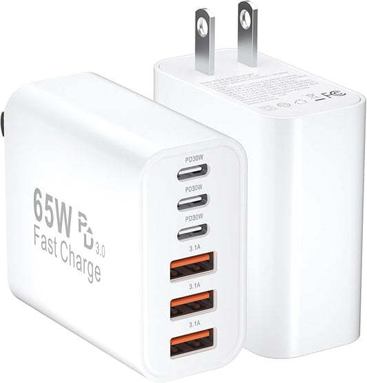 USB C Charger Fast Charging Block, iPhone USB C Charger Blocks 65W Multi Port by Bustuny