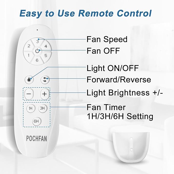 POCHFAN 52 inch White Ceiling Fans - Image 8