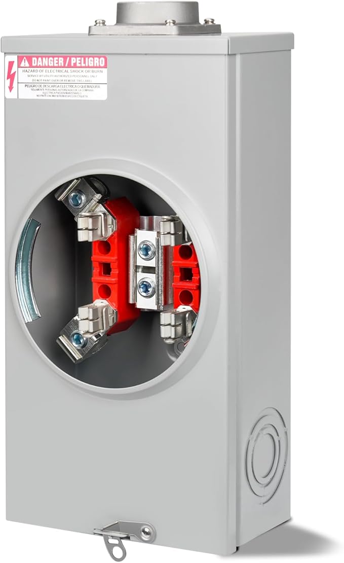 200 Amp Meter Socket, 4 Jaw Meter Base, 600V 3 Wire Ringless Type, by JINDOUZI