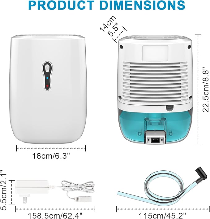 Dehumidifier with Drain Hose. Litever Small Portable Dehumidifier. Auto-OFF. - Image 2