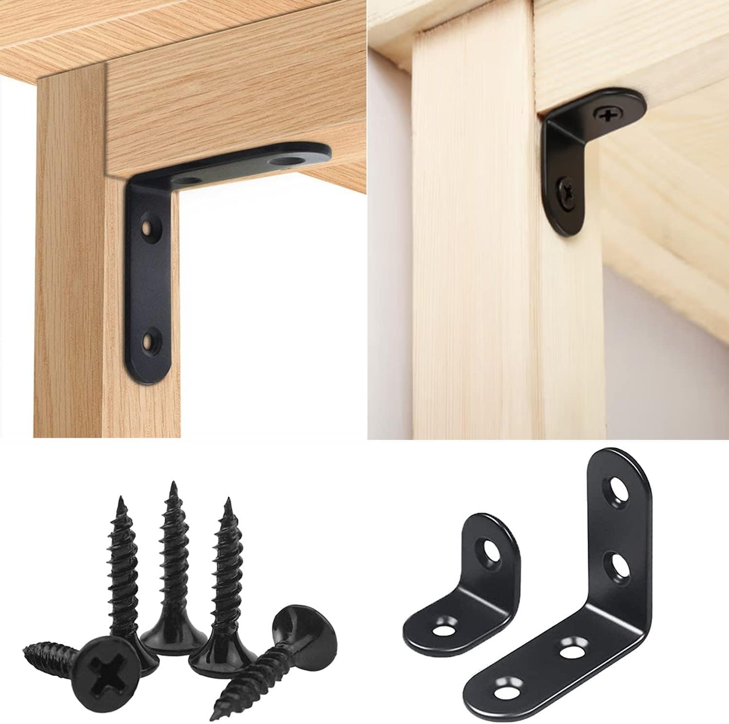 YAMASO 20PCS L Bracket Corner Brace, Stainless Steel | L Brackets for Wood, Small Right Angle Brackets, 60PCS Screws Included, 10x0.79 Inch+10x1.57 Inch