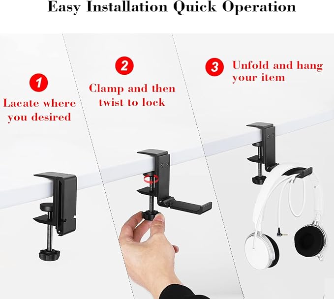 NCHONHONG Headphone Holder Under Desk Hook - Image 5