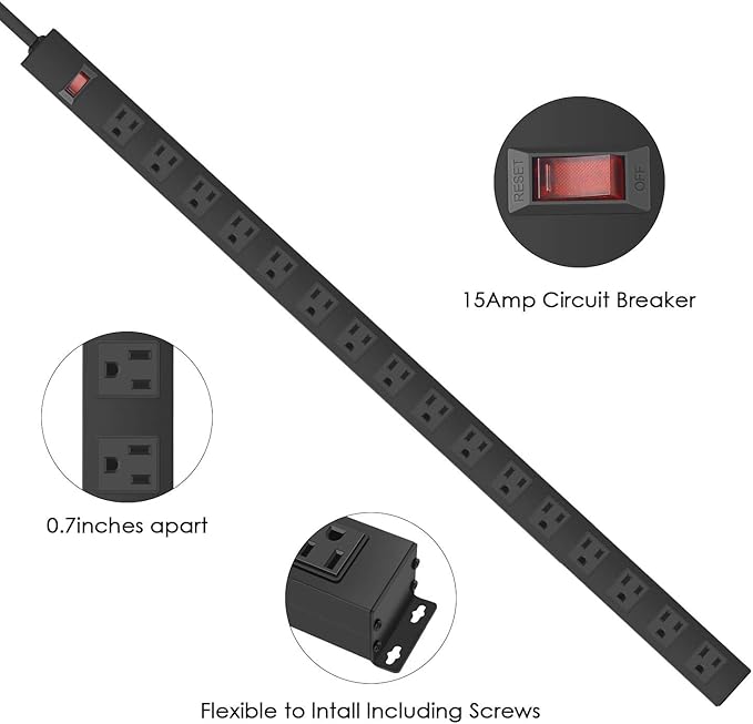 Metal Wall Mount Power Strip, Mountable Power Outlet, Aluminum Alloy Mount - Image 3