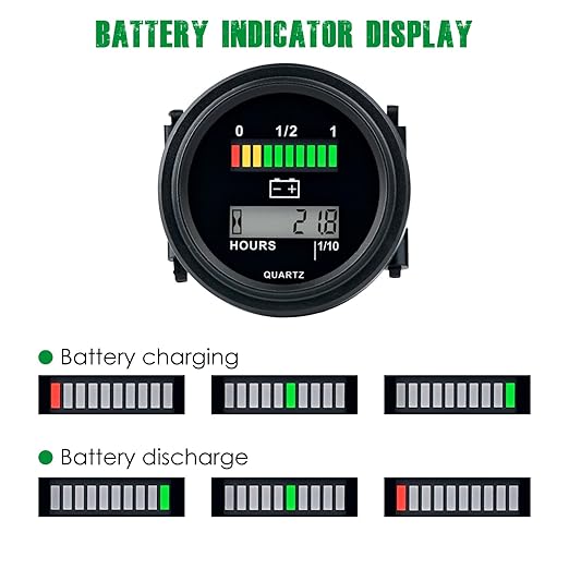 Yooreal 12/24V 36/48V 72V Golf Cart Battery Meter, Hour Meter&Battery Indicator - Image 4