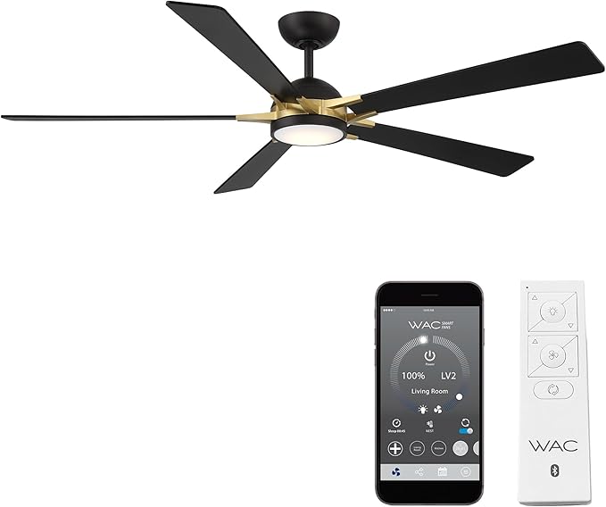 Rotary Indoor and Outdoor 5-Blade 65in Smart Home Ceiling Fan in Matte Black by WACLighting