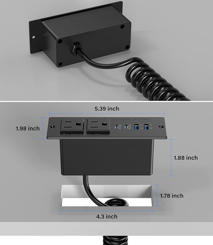Recessed Power Strip USB C 65W Fast Charging Station, in Drawer Outlet - Image 6