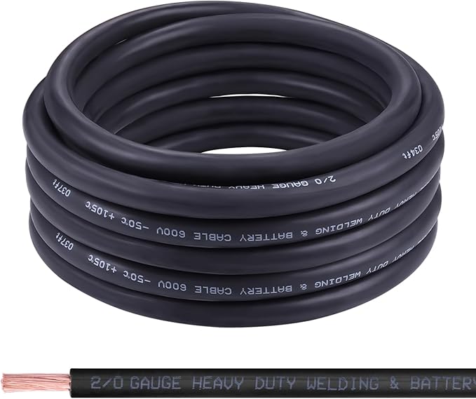 Shirbly 2/0 Gauge Battery Cable, 30FT Black 2/0 AWG Pure Copper Wire Welding by Shirbly