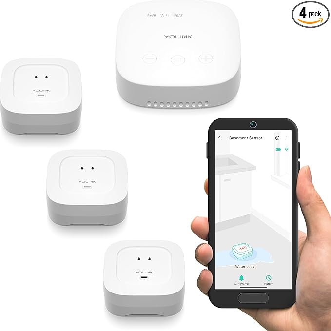 YoLink Smart Home Starter Kit: SpeakerHub & Water Leak Sensor 4 by YoLink