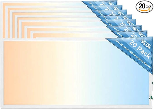 2X4 LED Flat Panel Light with Emergency Battery Backup, 50W 3000K/4000K/5000K by LED+ENERGY+PLUS