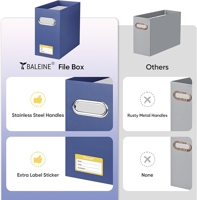BALEINE File Organizer Box, Cardboard File Folder Organizer - Image 5