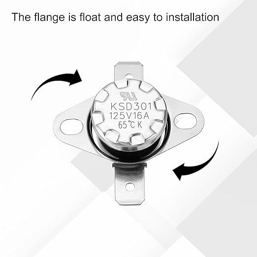 uxcell 2 Pcs KSD301 Thermostat 65°C/149°F 16A Normally Open N.O Adjust Snap - Image 2