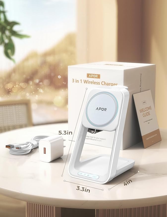Apor 3 in 1 Charging Station for iPhone, Magsafe Wireless Charger - Image 9