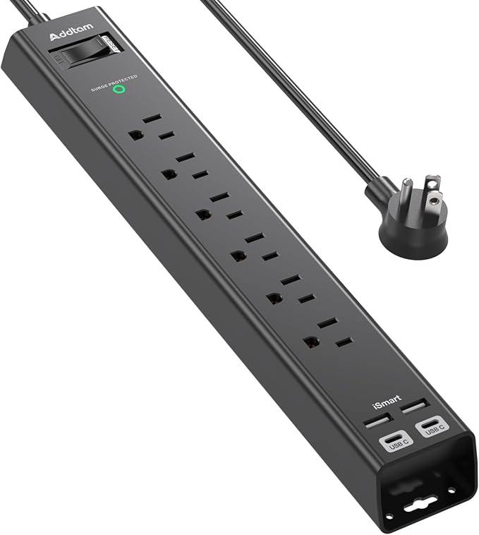 2Ft Short Power Strip Surge Protector by Addtam