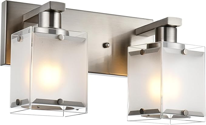 WINSHEN 2-Lights Wall Sconce Lighting, Brushed Nickel Bathroom Vanity Light by WINSHENLighting