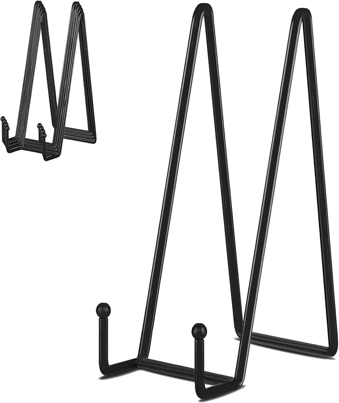IBosins 5 Pack 12 Inch Plate Holder Display Stands, Large Metal Black Frame by IBosins
