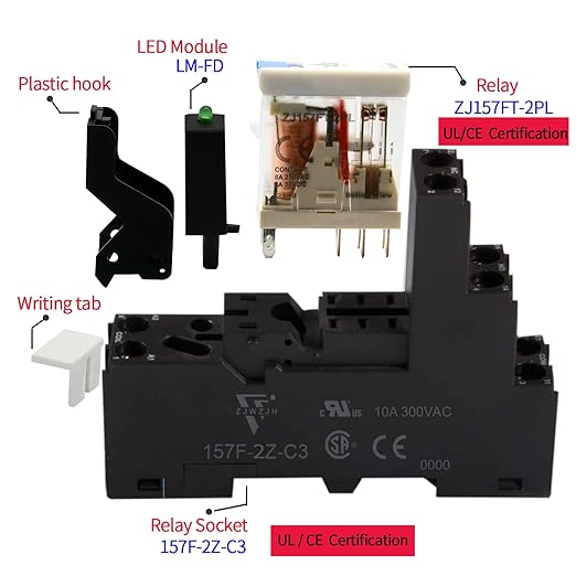 24 Volt Relay with Test Button Miniature 8Amp DPDT with Led Indicator Light and - Image 3