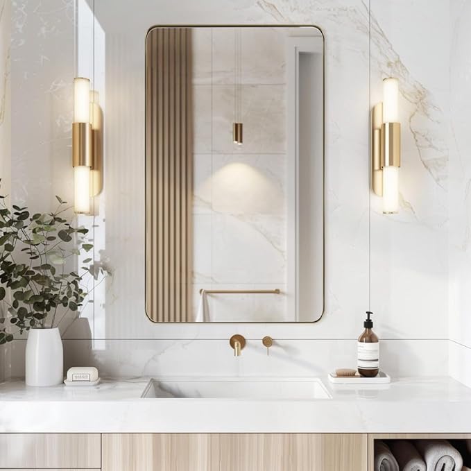 ANDY STAR 30"x48" Brass Gold Bathroom Mirror, Large Wall Mirror - Image 2