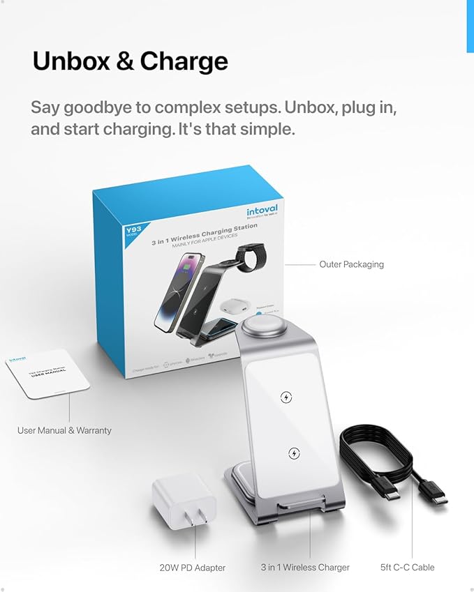 Intoval Aluminum 3 in 1 Wireless Charging Station - Image 9