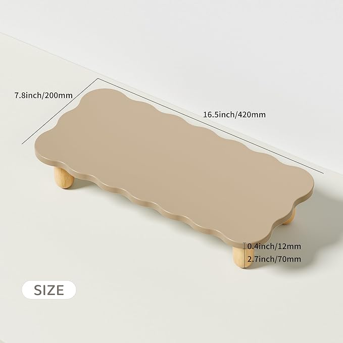 AFOOYO Monitor Stand Riser, Cookie-Shaped Sturdy Wood Computer Monitor Stand - Image 6