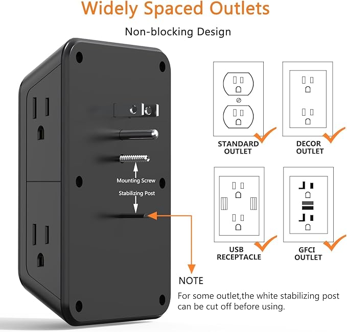 Surge Protector Outlet Extender, 6 Outlet Extender - Image 6