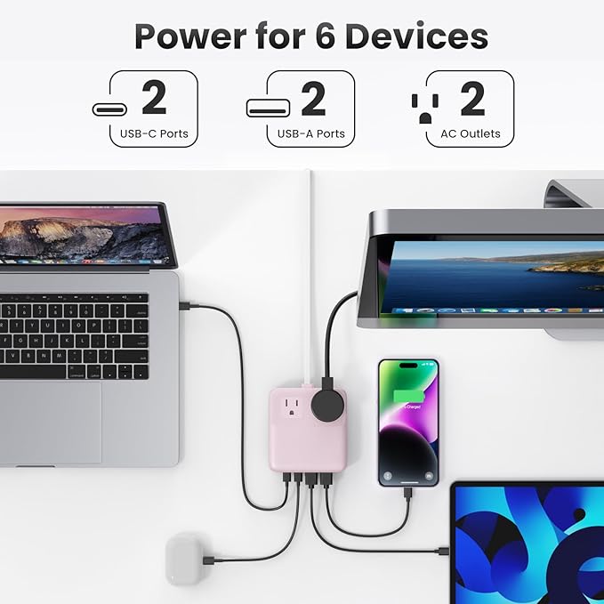 USB C Charger Block, 135W GaN Fast Charging Station Hub, 6-in-1 USB C Power - Image 3