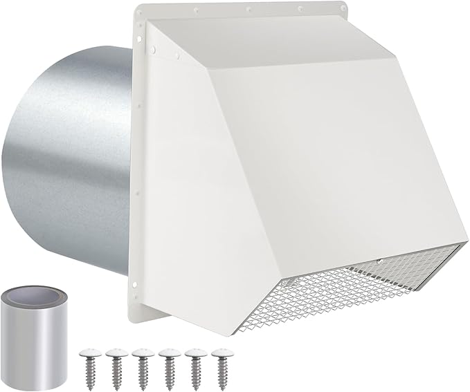 6 Inch Hooded Wall Vent with Screen and Damper, Wall Exhaust Vent Cover Cap - Image 9