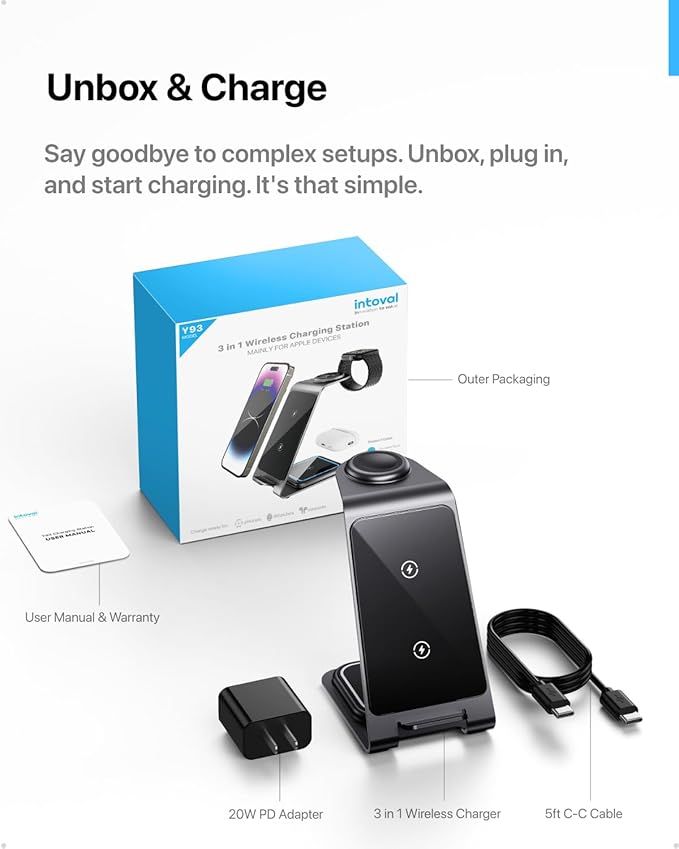Intoval Aluminum 3 in 1 Wireless Charging Station - Image 9