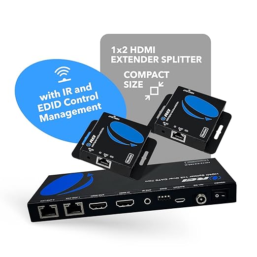 OREI 4K 1x2 HDMI Over ethernet Extender Splitter Over CAT6/7 ethernet Cable - Image 2