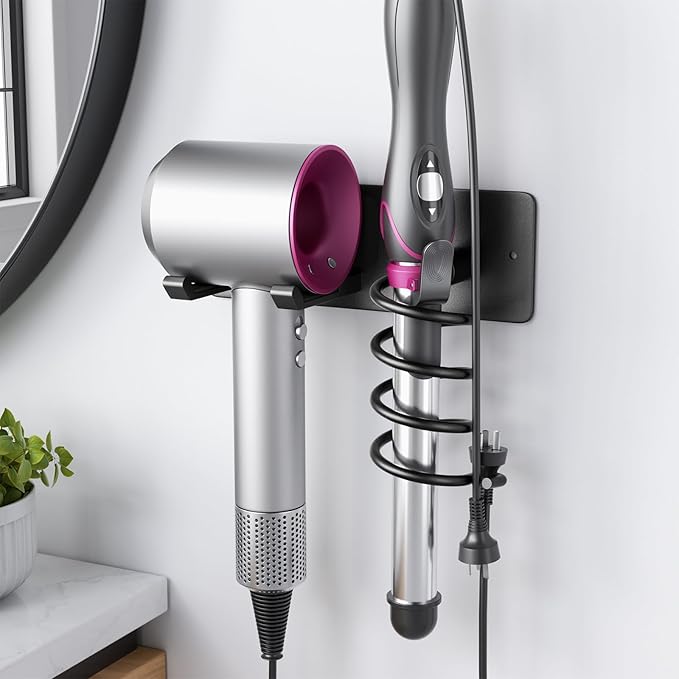 Tindbea Hair Dryer Holder + Curling Iron Holder, Blow Dryer Holder Wall Mount by Tindbea