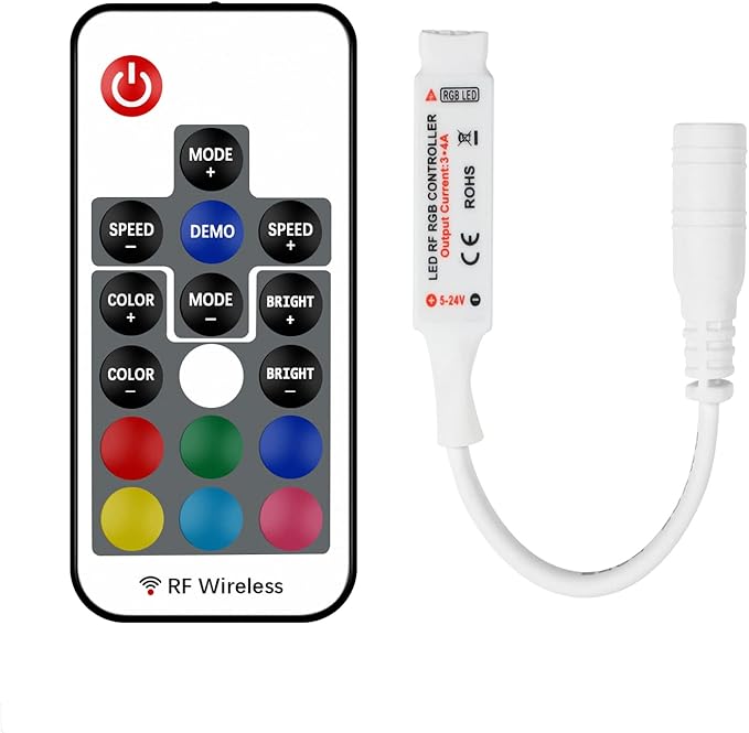 Taoellen RF Wireless Remote LED Controller, DC 5V-24V RGB Controller by Taoellen