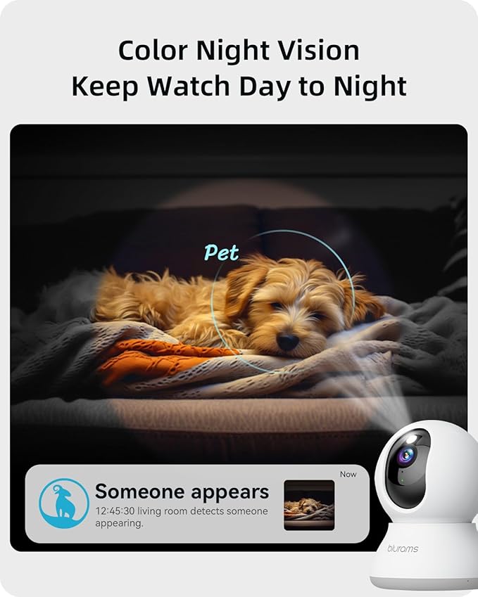 Security Camera 2K, blurams Baby Monitor Dog Camera 360-degree - Image 4