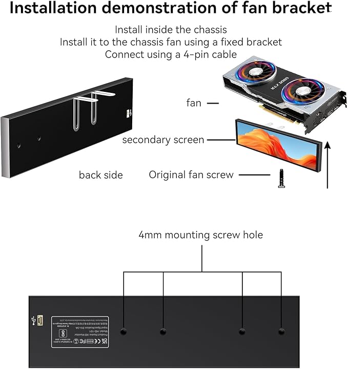 9.16" Computer Temp Monitor, FHD 1920x462 PC Sensor Panel One-Cable Connection - Image 3