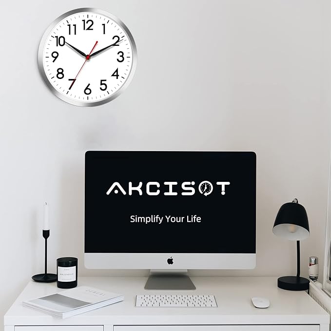 AKCISOT Wall Clock 12 Inch Silent Wall Clocks Battery Operated Non Ticking - Image 6