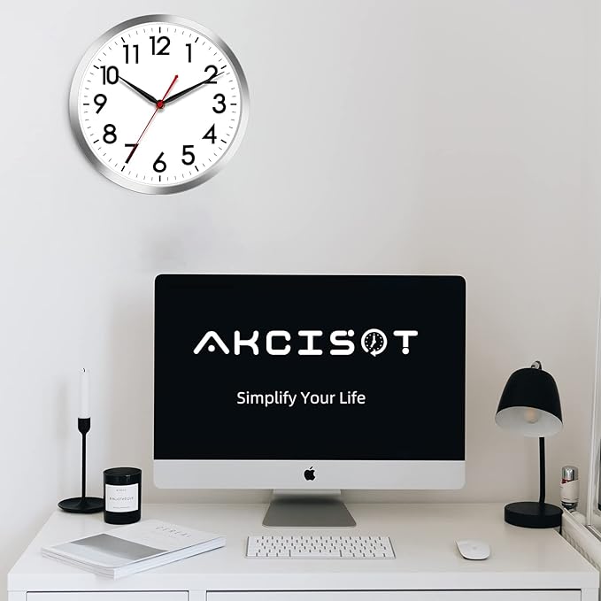AKCISOT Wall Clock 10 Inch Silent Wall Clocks Battery Operated Non Ticking - Image 6