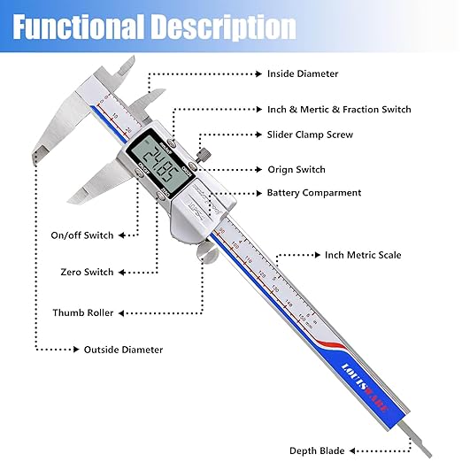 Digital Caliper Measuring Tool, IP54 Waterproof Electronic Digital Micrometer - Image 5