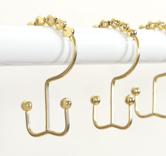 Goowin Shower Curtain Hooks Rings, Stainless Steel Gold Shower Curtain Hooks - Image 5