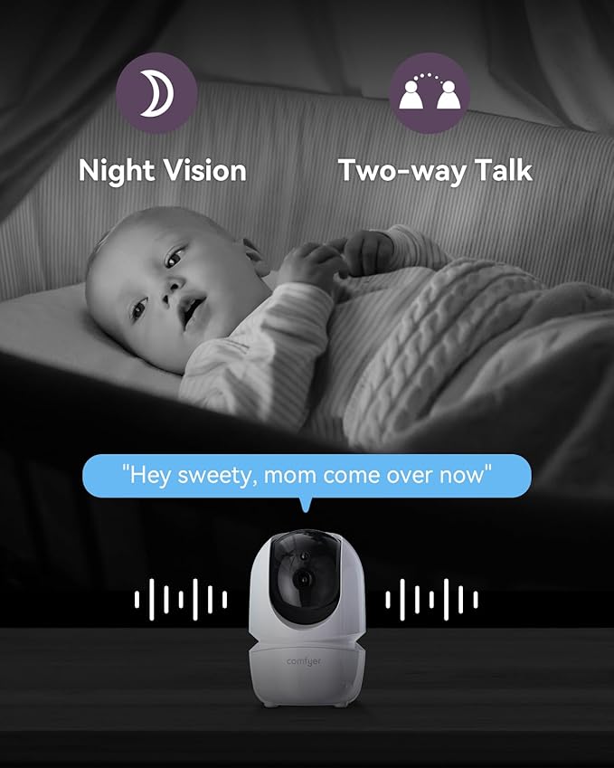 Comfyer Baby Monitor with Camera and Audio, 6000mAh Battery, VOX Mode, Auto - Image 8