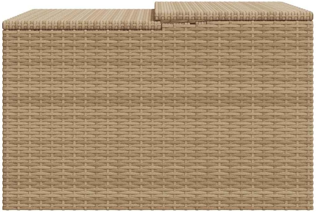 vidaxl beige poly rattan robot mower garage, front angle view