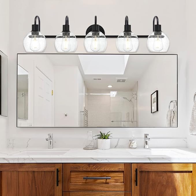 WINSHEN 5-Lights Black Bathroom Vanity Light Fixtures Over Mirror, Modern - Image 5