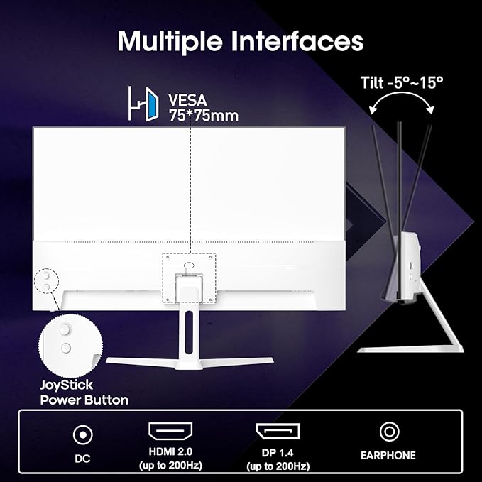 Amzfast 24 Inch Gaming Monitor 200Hz FHD 1080p Fast IPS Computer Monitor - Image 8