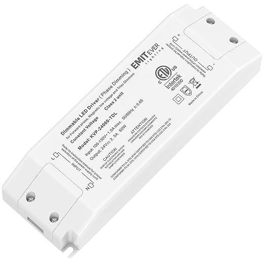 EMITEVER 60W Triac Dimmable Driver, Power Supply, AC 120V to DC 24V Transformer by EMITEVER