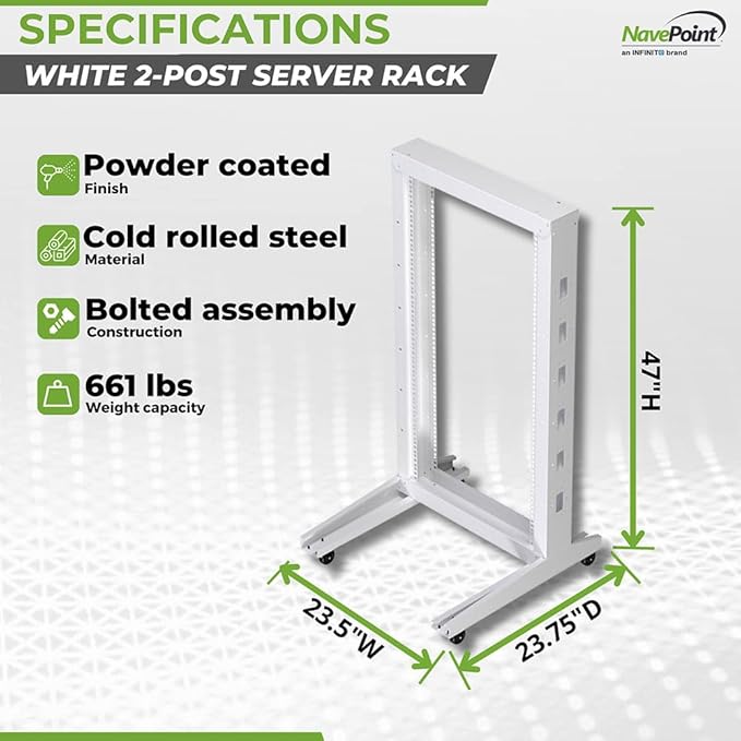 NavePoint 22U 2 Post Rack Open Frame Server Rack - Image 5