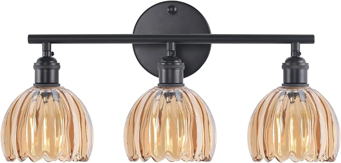 Shenmoyl Bathroom Light Fixtures, 3-Light Black Vanity Wall Light Over Mirror by Shenmoyl