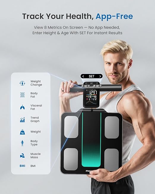 Smart Scale for Body Weight and Fat, 8-Electrode Full-Body Composition Scale - Image 7